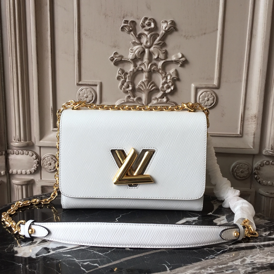 Louis Vuitton TWIST MM Handbag Epi Leather M55513 White